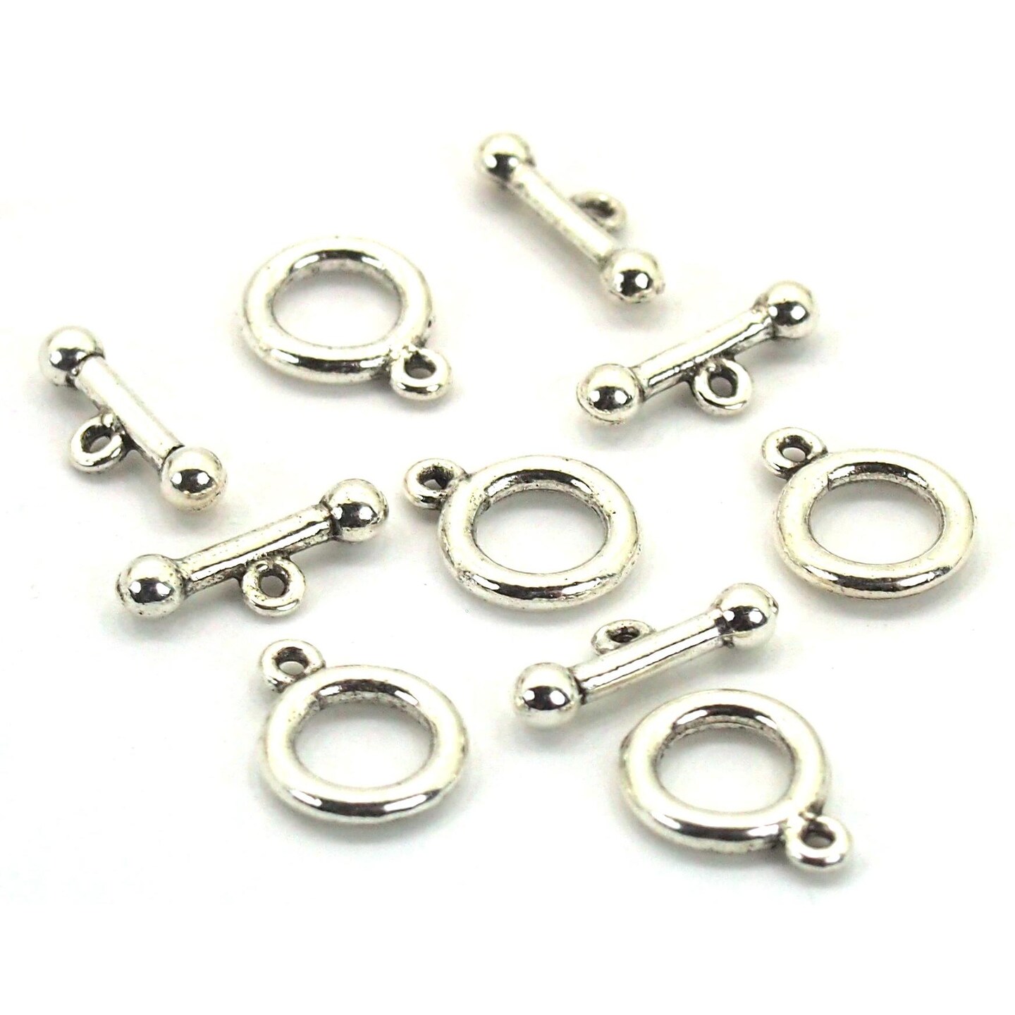 5 Sets Real Silver Plated Toggle Clasps Beading 9mm