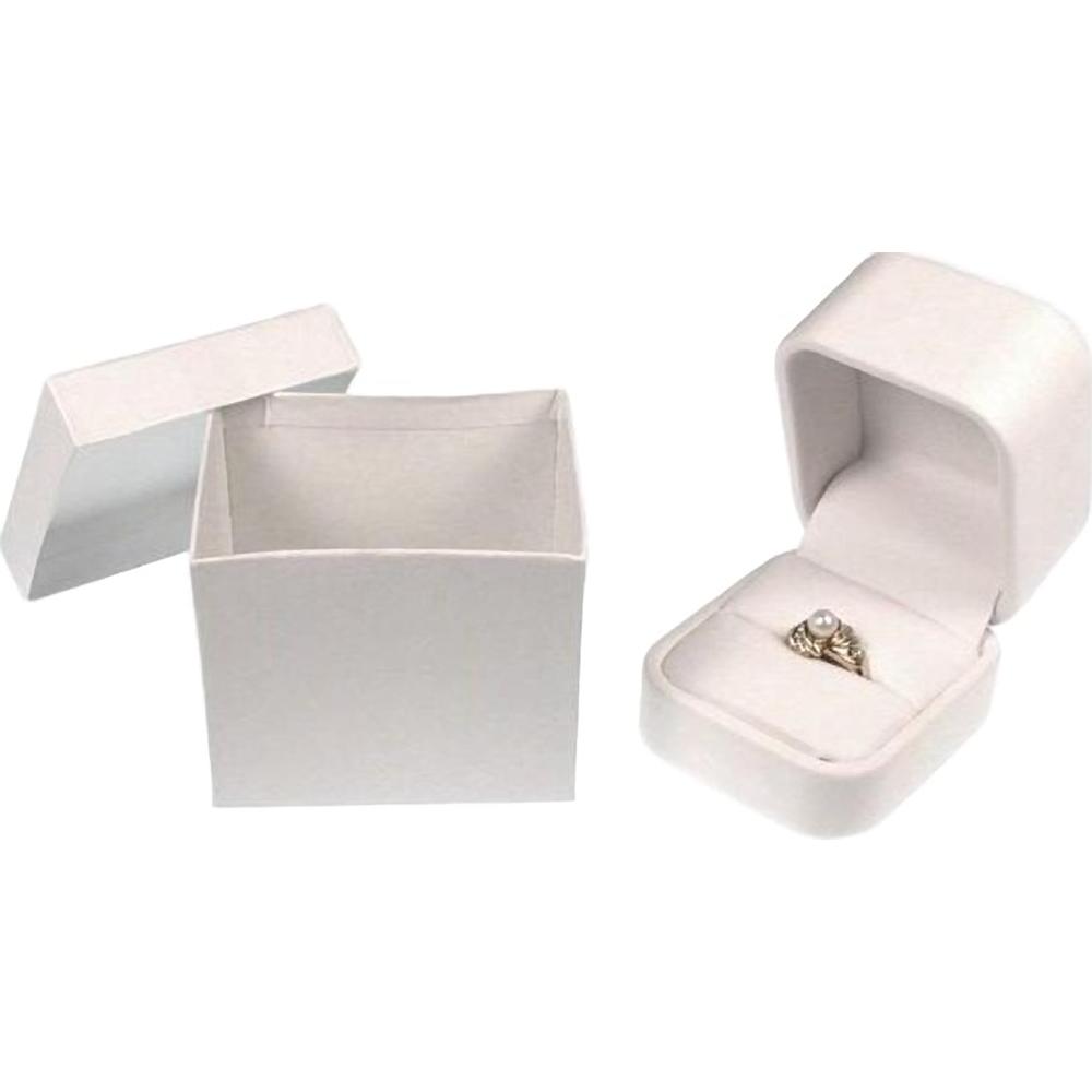 White Leather Ring Display Jewelry Showcase Gift Box