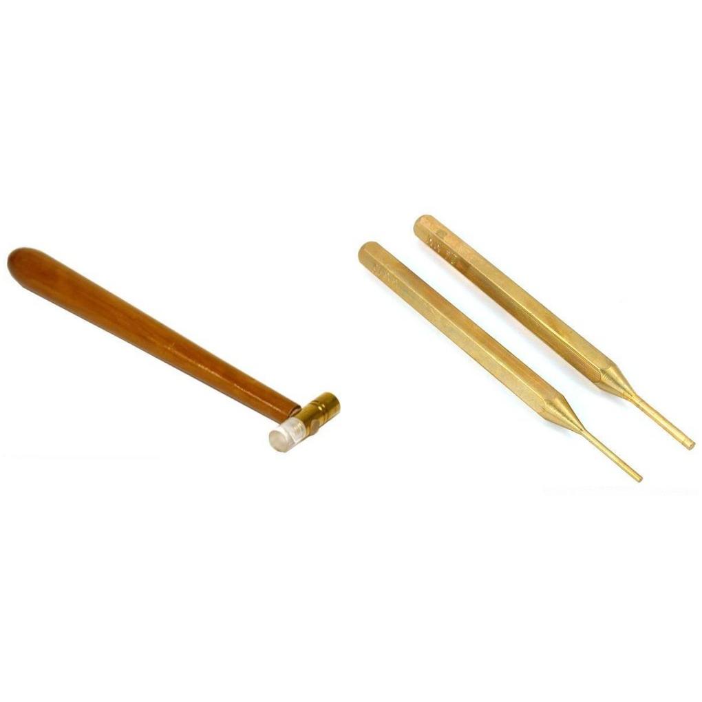 Brass &#x26; Plastic Head Jewelers Hammer &#x26; Brass Metal Working Pin Punches Kit 3 Pcs