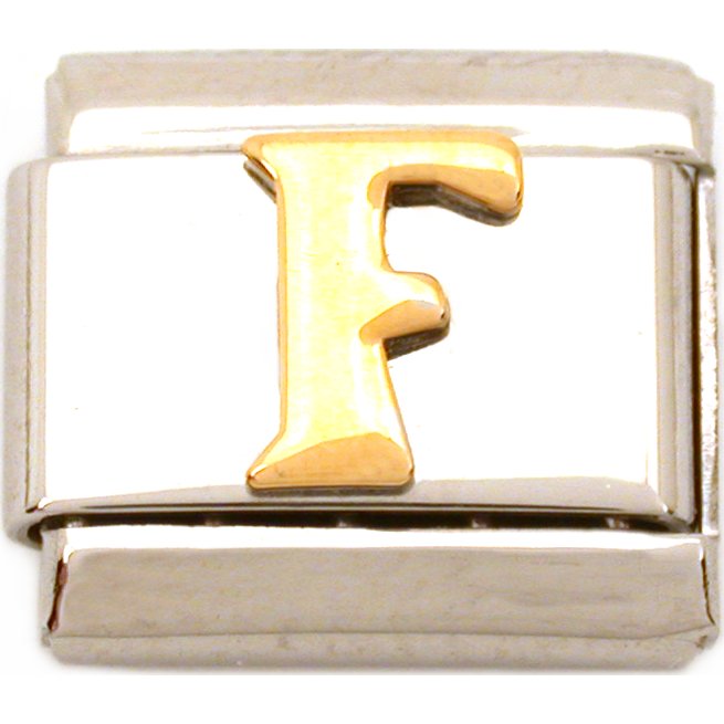 F Italian Charm Gold Plated Letter