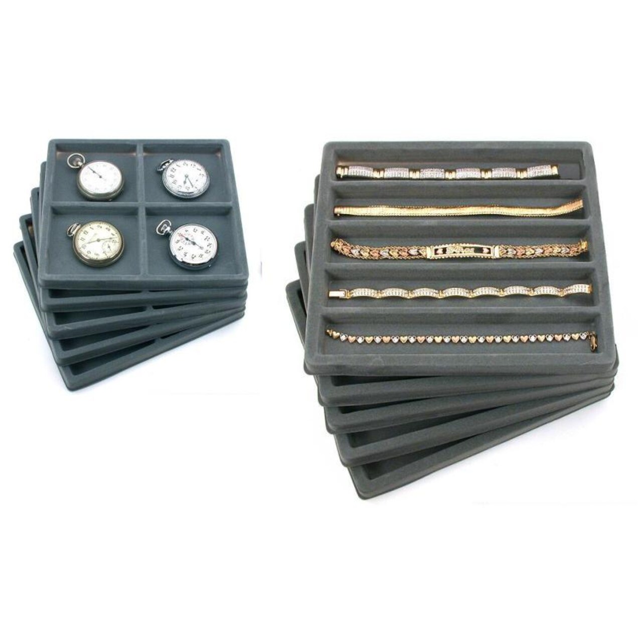 10 Gray Display Tray Inserts (5) 4 Slot Display Tray & (5) 5 Slot ...