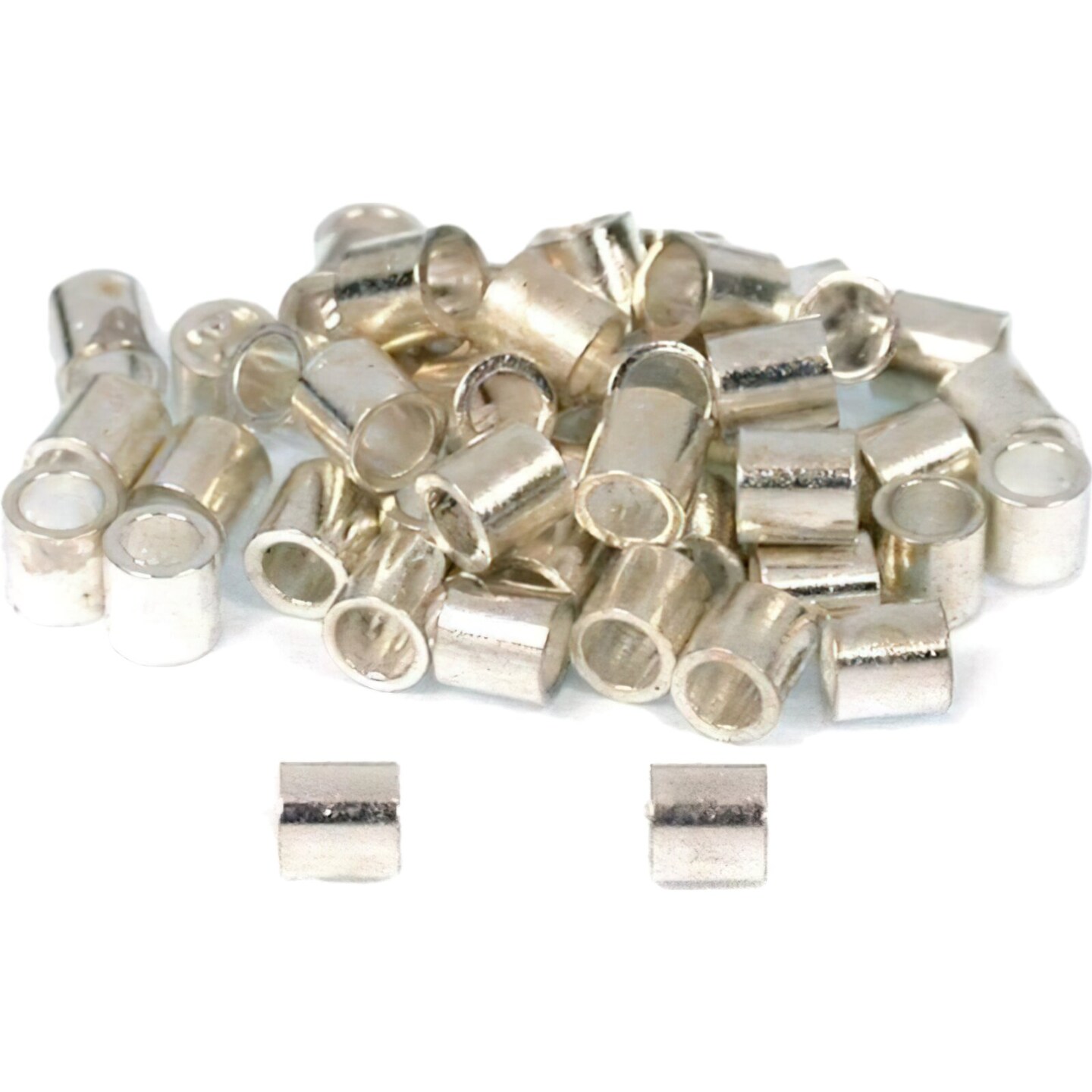 48 Crimp Beads Silver Plated Beading Stringing Parts