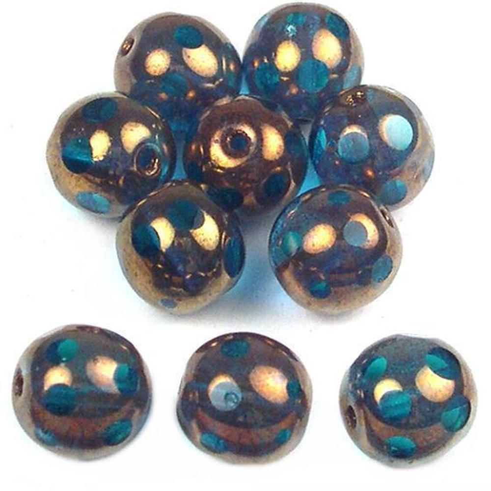 10 Blue Harlequin Beads Spotted Glass Jewelry Bead 8mm