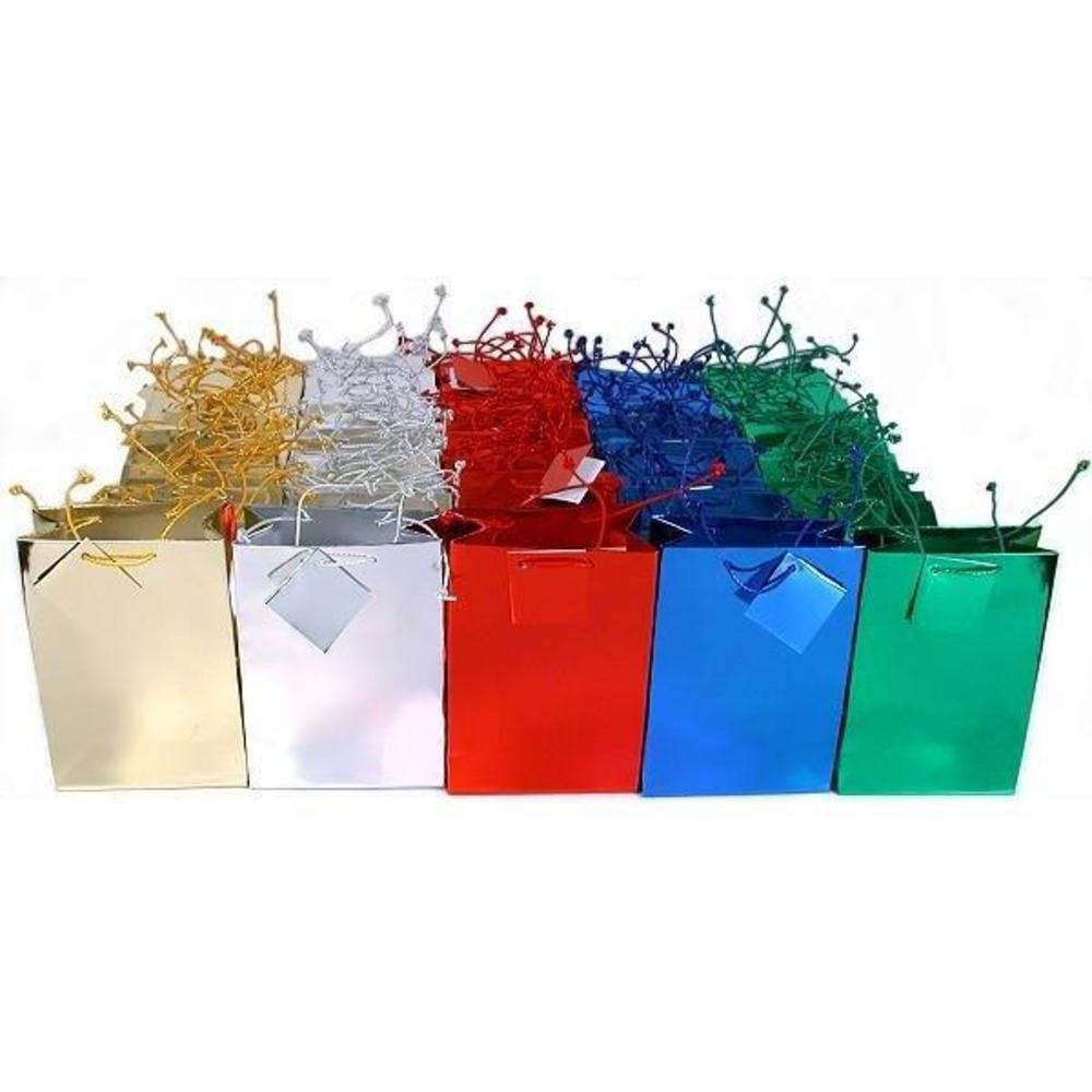 100 Metallic Tote Bags Shopping Gift Case Display 4.5&#x22;