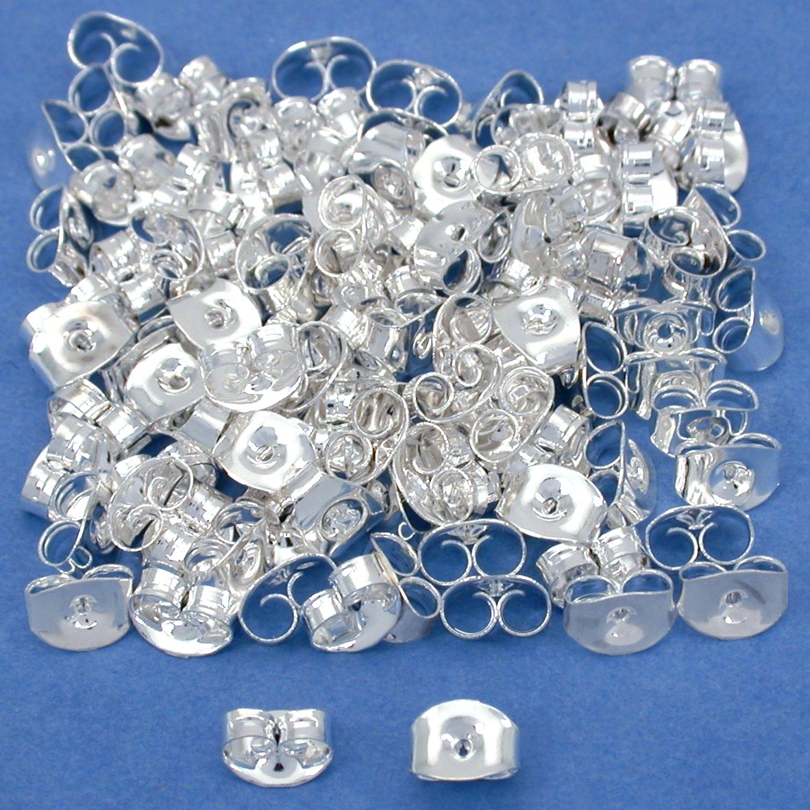 100 Real Silver Plated Medium Earring Backs Earnuts New