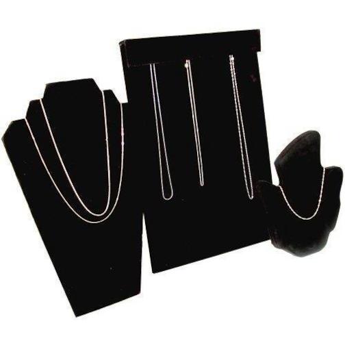 3 Black Diamond Necklace Display Bust Easel Stand New