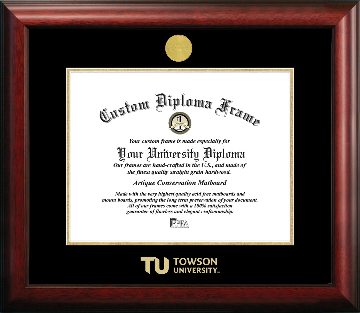 Towson University 14w x 11h Gold Embossed Diploma Frame