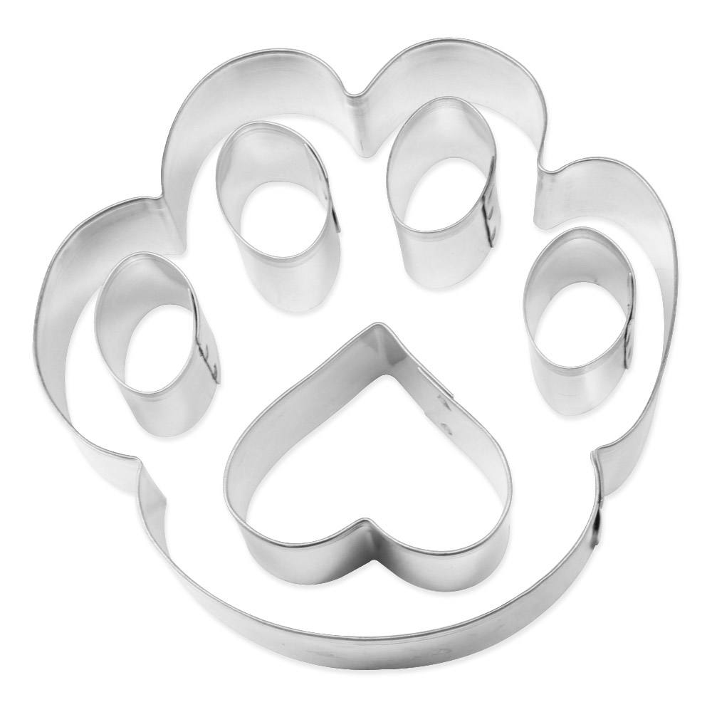 CookieCutter.com Paw Print Dog Treat 6 Piece Cookie Cutters Set, Cat Paw Print, Heart, Toes, Tin Plate Steel, USA