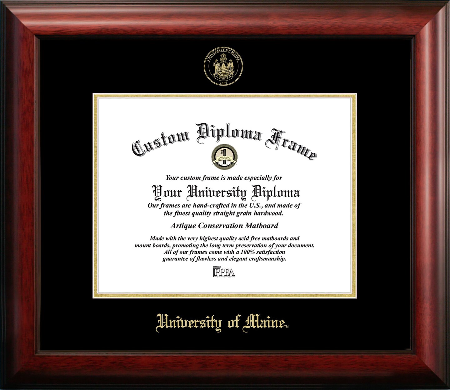 Maine University 11w x 8.5h Gold Embossed Diploma Frame