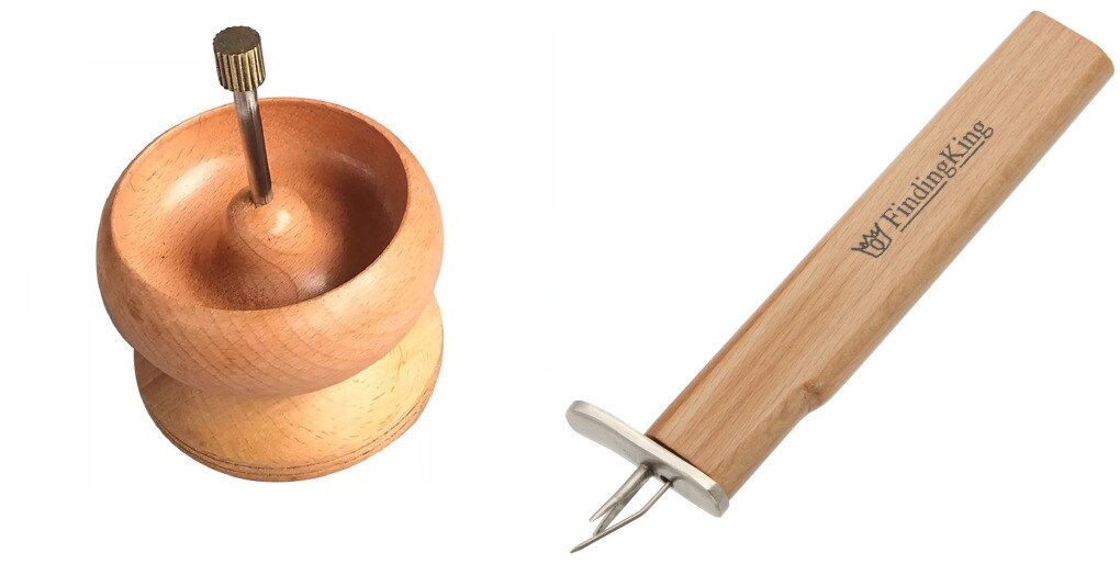 Large Wooden Bead Spinner Loader 4.5" & Bead Cord Knotting Tool