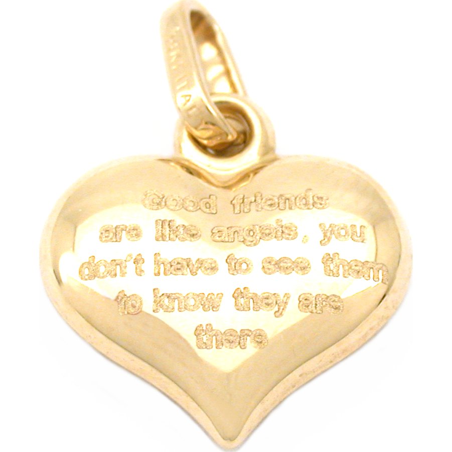 14k Gold Angel Friend Heart Charm Religious Jewelry