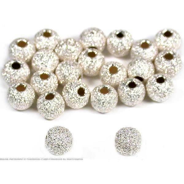 24 Silver Stardust Beads Jewelry Beading Sterling 4mm