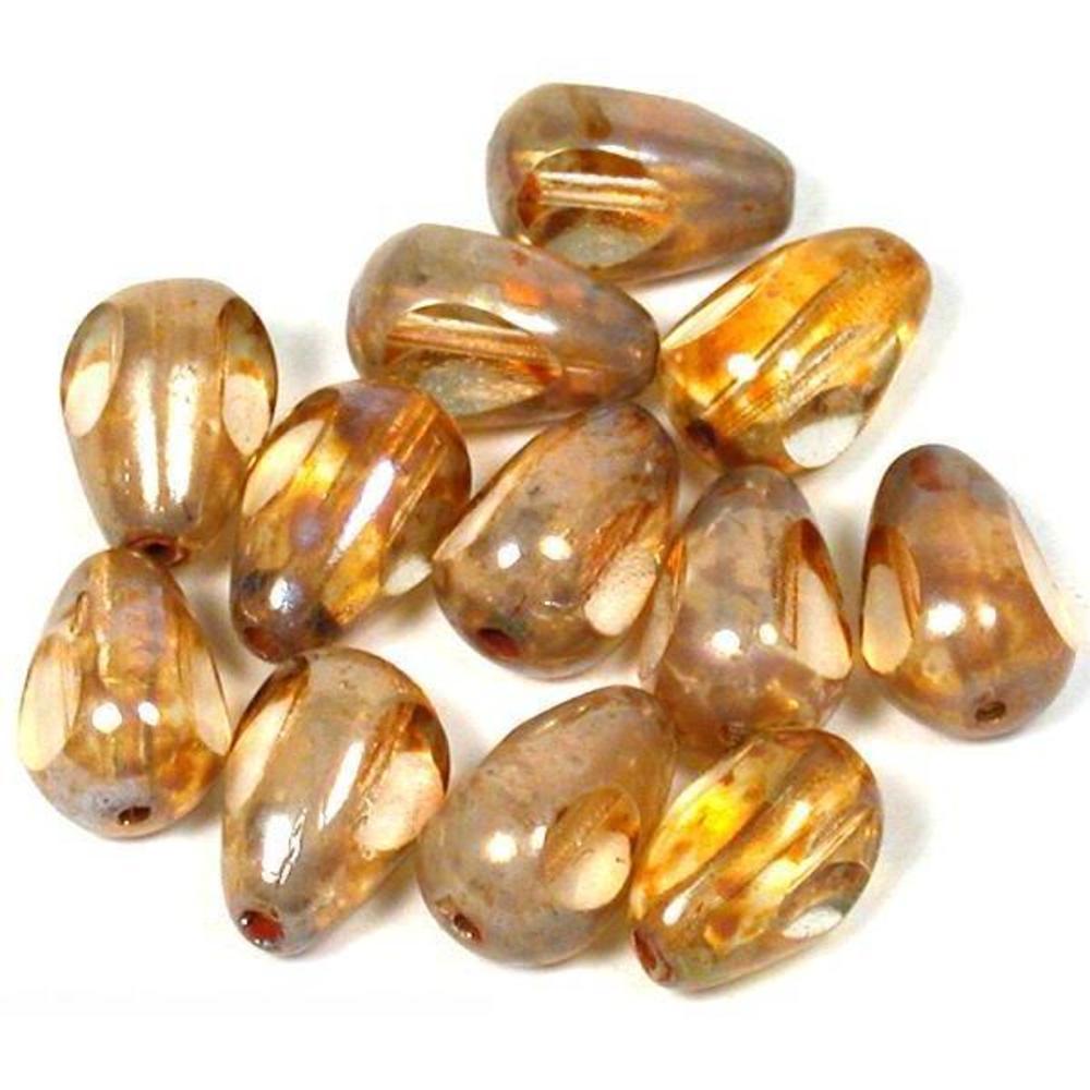 12 Yellow Teardrop Glass Window Beads
