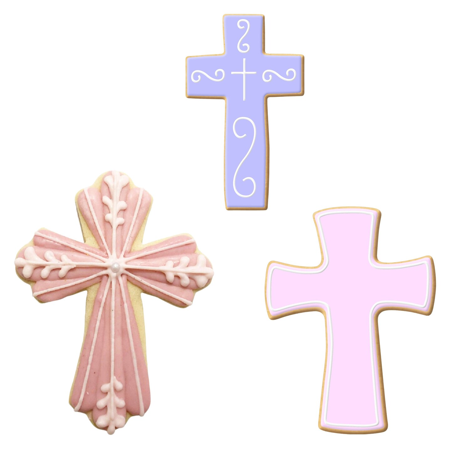 CookieCutter.com Religious Cross 3 Piece Cookie Cutters Set, Fancy Cross, Confirmation, Traditional, Tin Plate Steel, USA