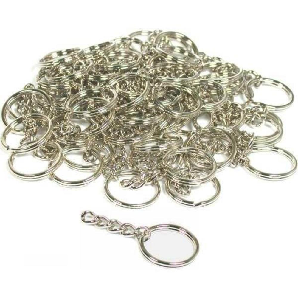 50 Key Chain Wallet Parts Nickel Plated Craft Findings 32mm