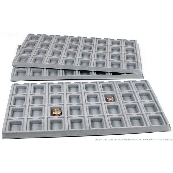 3 Gray 32 Slot Puff Earring Cards Showcase Display Tray Inserts