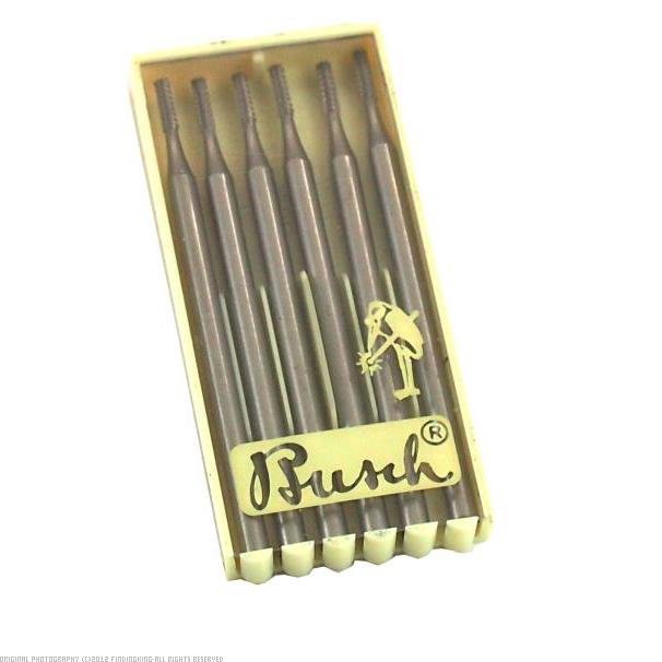 6 Busch Cylinder Square Cross Cut Burs ISO 018