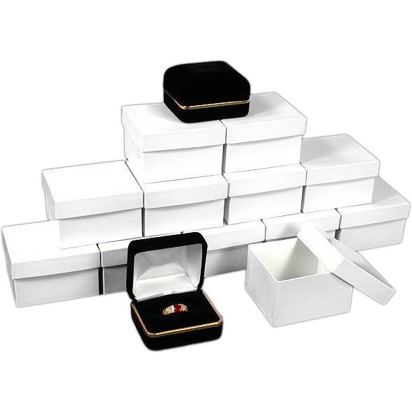 12 Ring Boxes Black Velvet Jewelry Gift Case Display