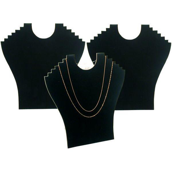 3 6 Tier Black Flocked Cardboard Necklace Chain Display Bust Easels