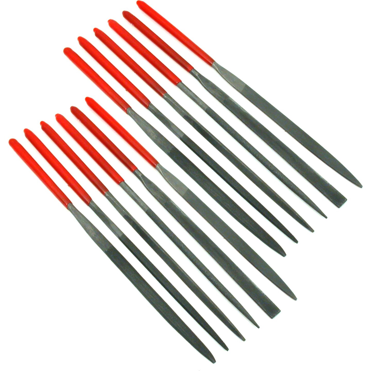 SE 731NFD 12Piece Fine Cut Needle File Set in Assorted Shapes with