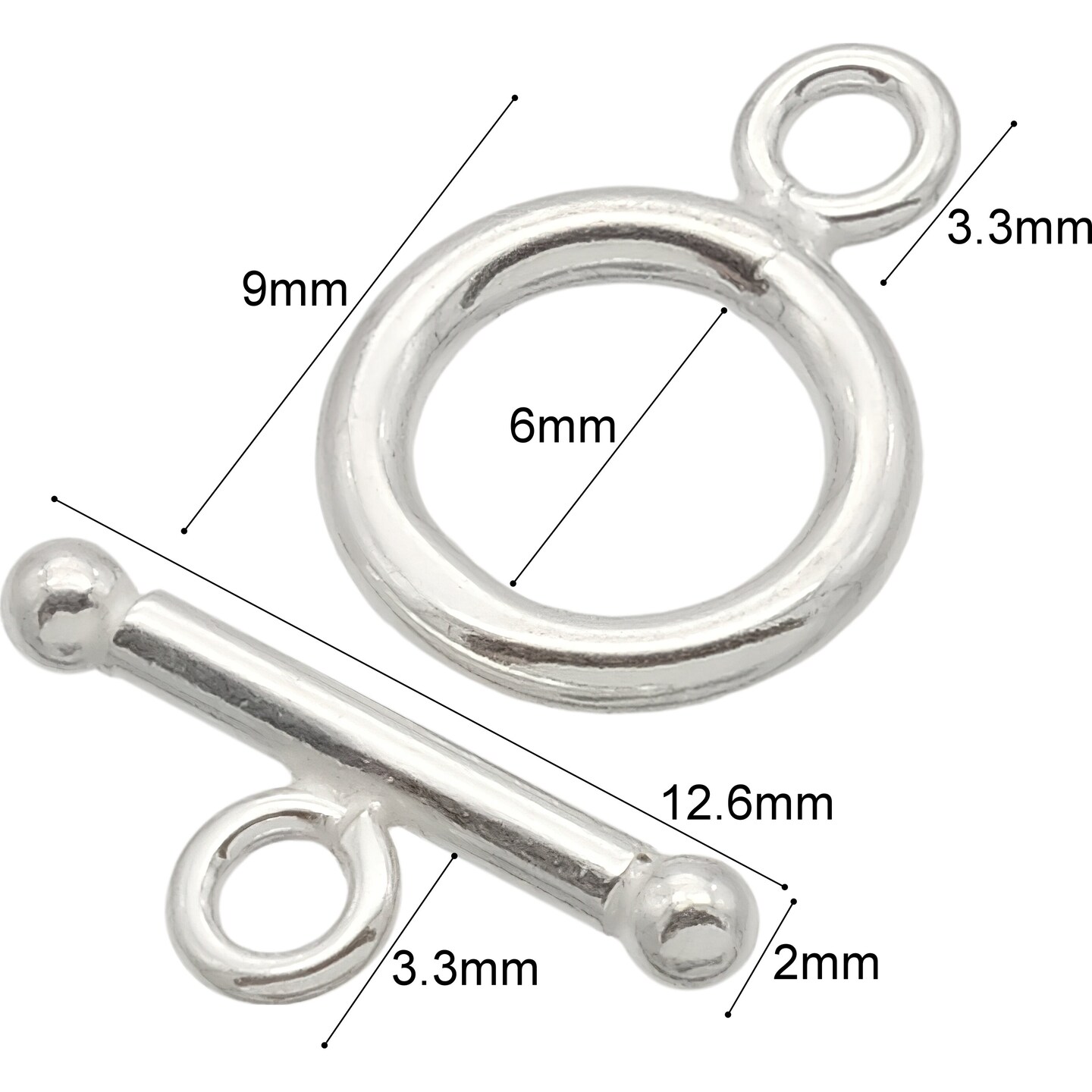 Sterling Silver Bolt Ring 14mm Toggle 3 Clasps