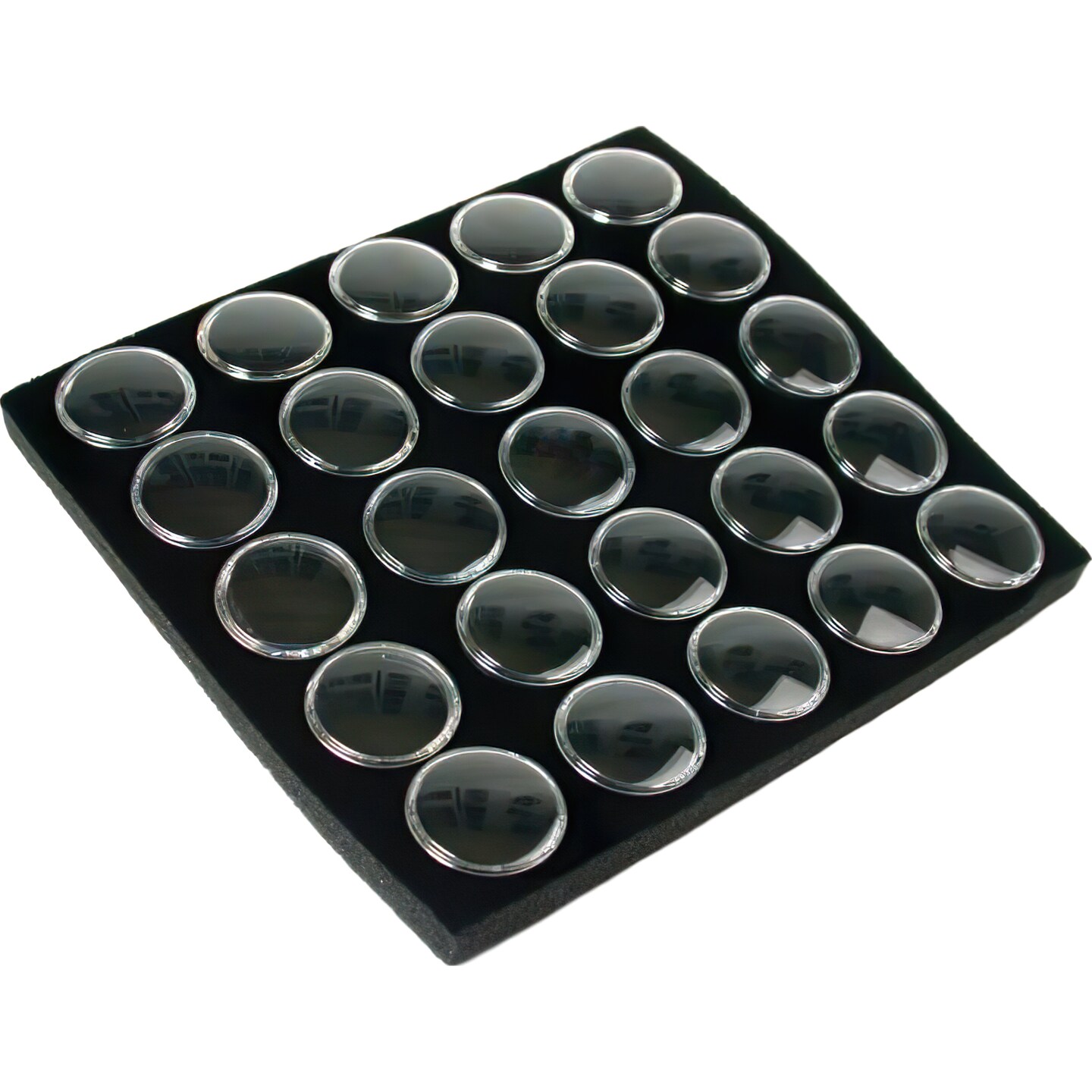 25 Black Gem Jars Box Coin Jewelry Display Travel Tray