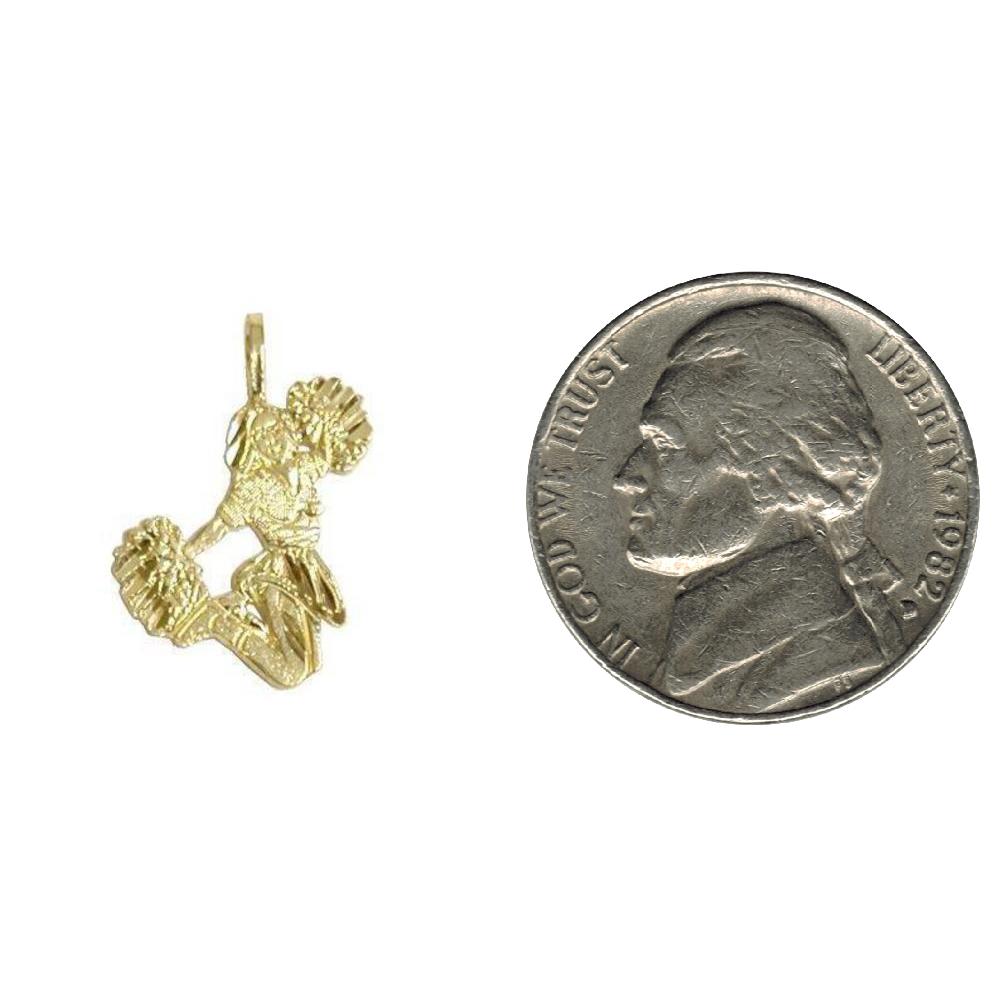 14K Gold Charm Cheerleader Girl Sport &#x26; Cheer