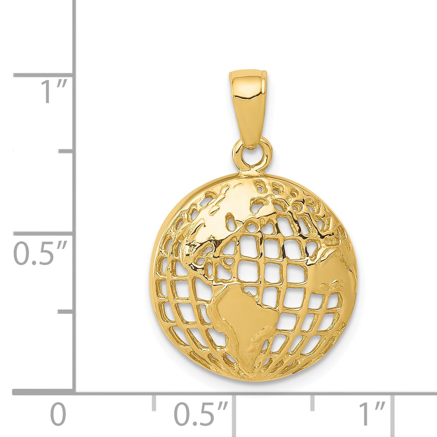 14K Yellow Gold Globe Charm Polished World Pendant