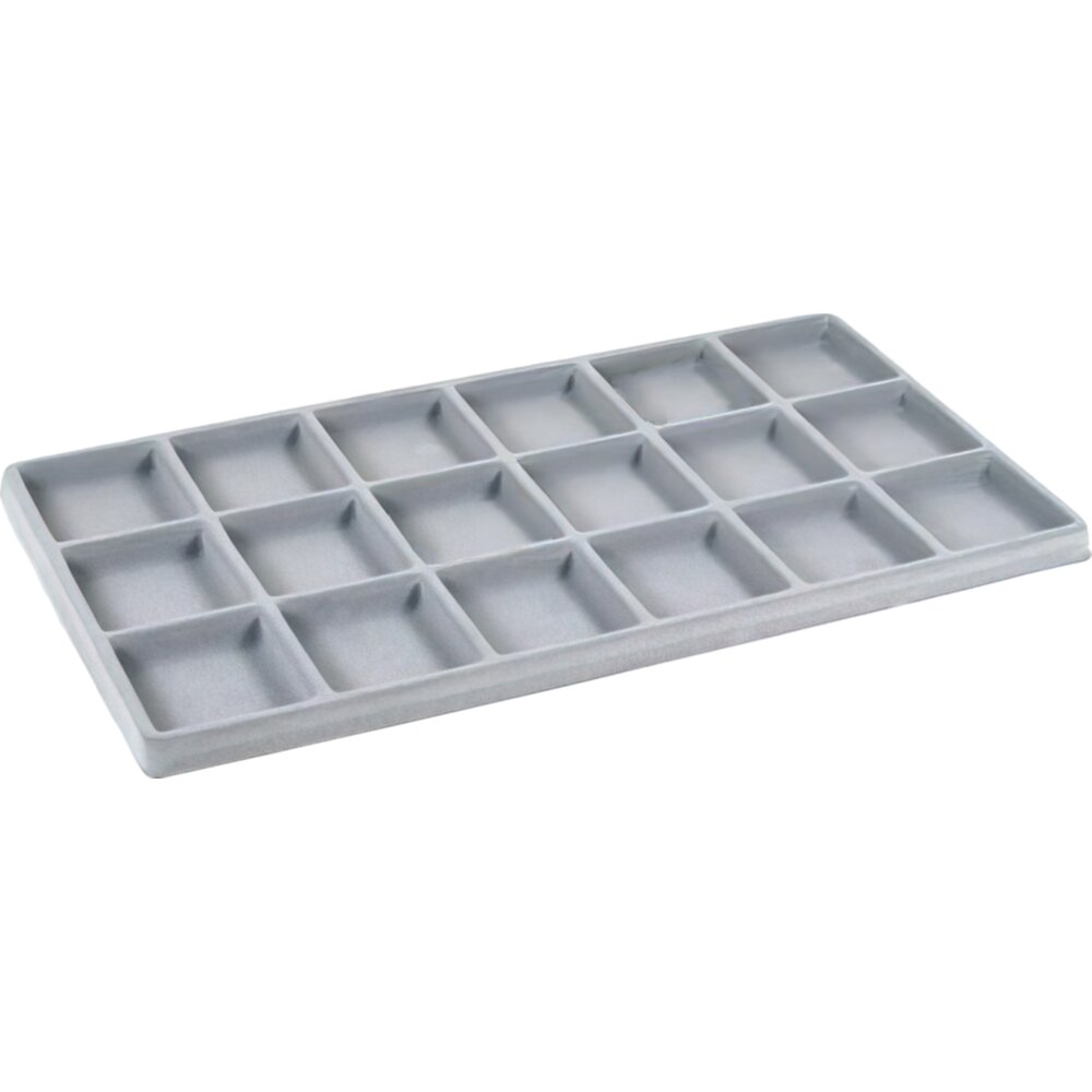 Black Jewelry Display Case (Single metal clasp) w/ Gray 18-slot Plastic Tray