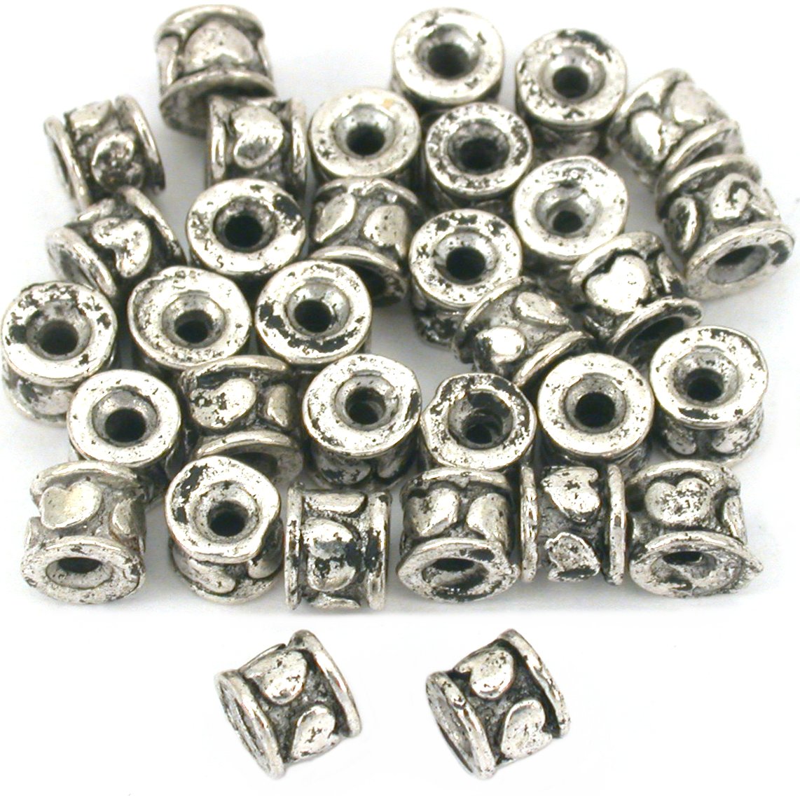 Bali Spacer Heart Beads Antq Silver Plt 5mm Approx 30