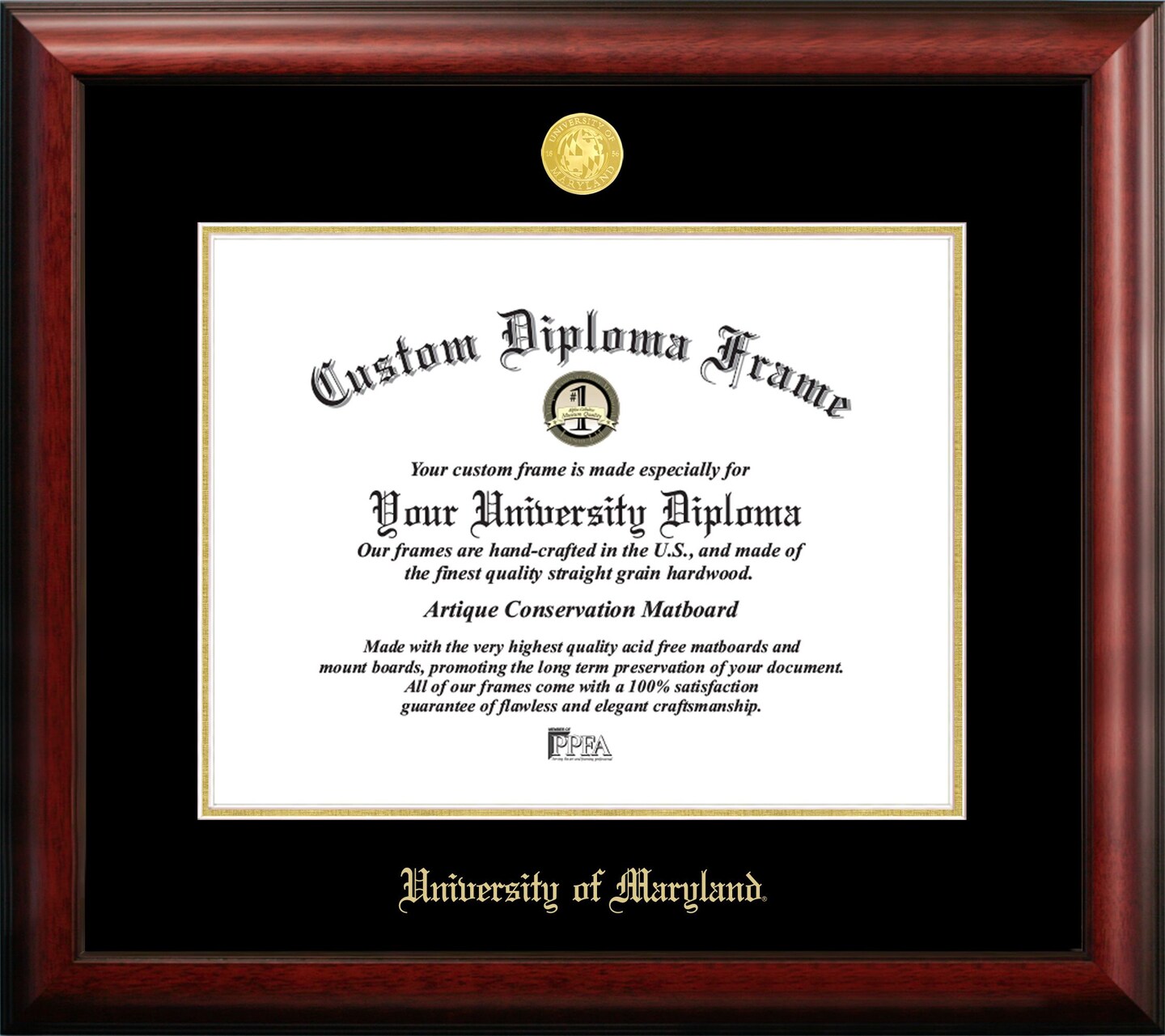 University of Maryland 17w x 13h Gold Embossed Diploma Frame