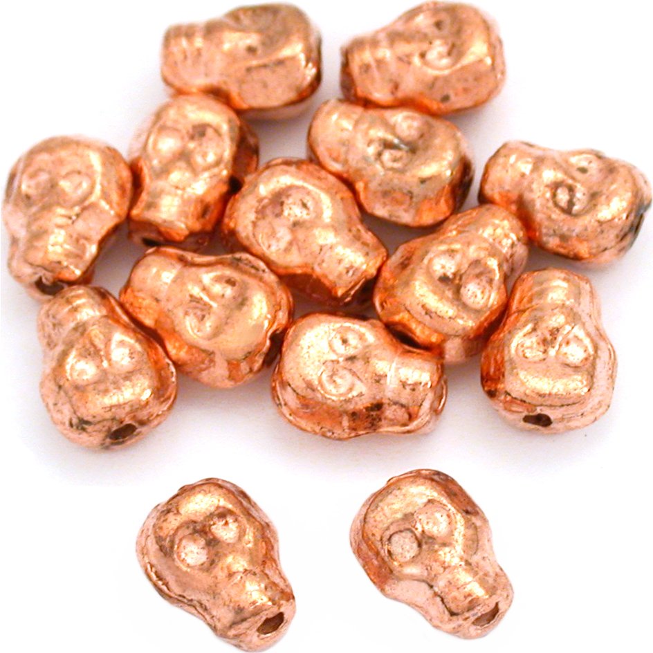 15g Skull Beads Copper Plated Skeleton 8.5mm Approx 14