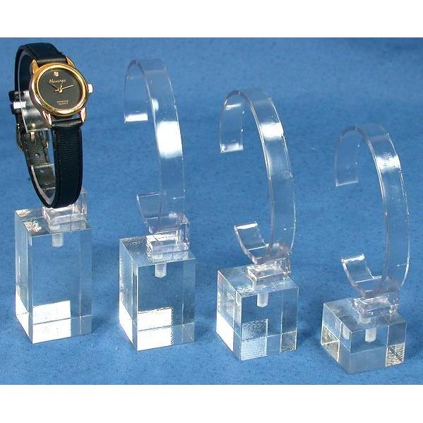 Clear Acrylic Watch Stands &#x26; Riser Showcase Countertop displays Kit 8 Pcs