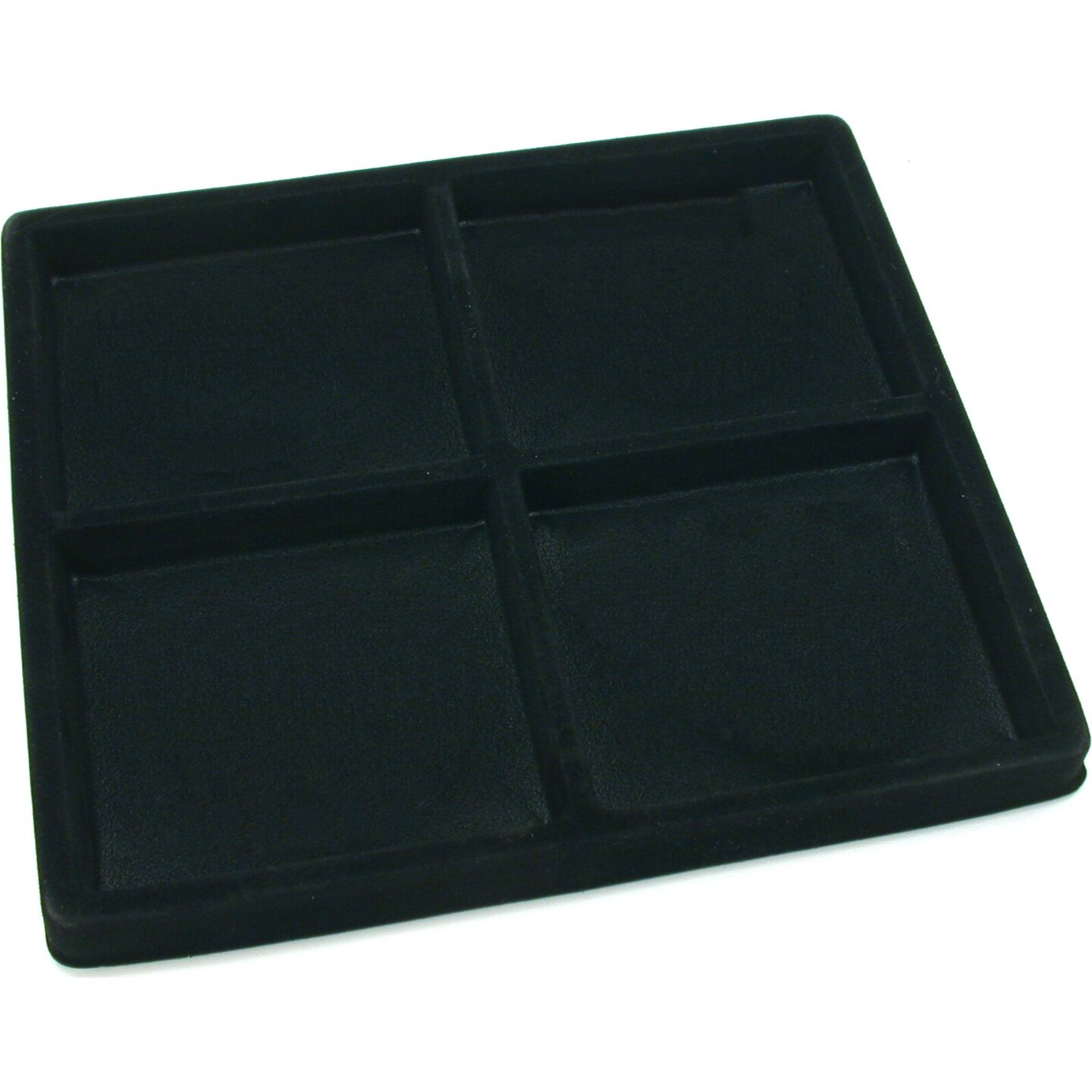 Black Open Square Stackable Jewelry Display Tray w/ Black 4-slot ...