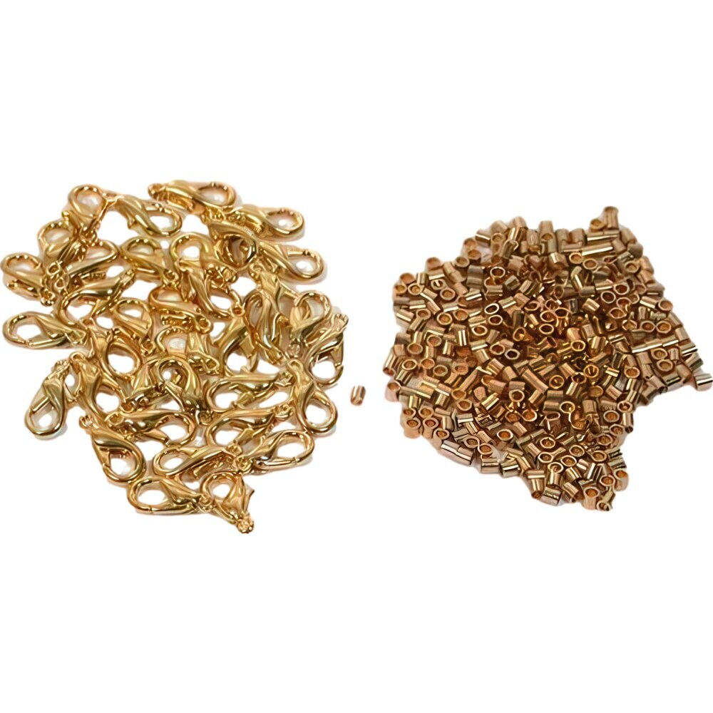 36 Gold Plated Lobster Clasps &#x26; 72 1.5mm Bead Crimps