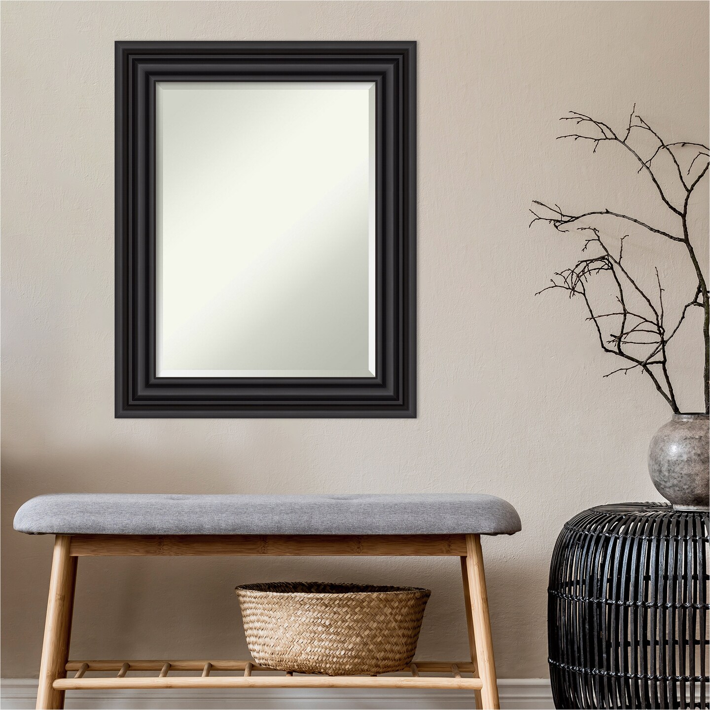 Beveled Bathroom Wall Mirror, Colonial Frame