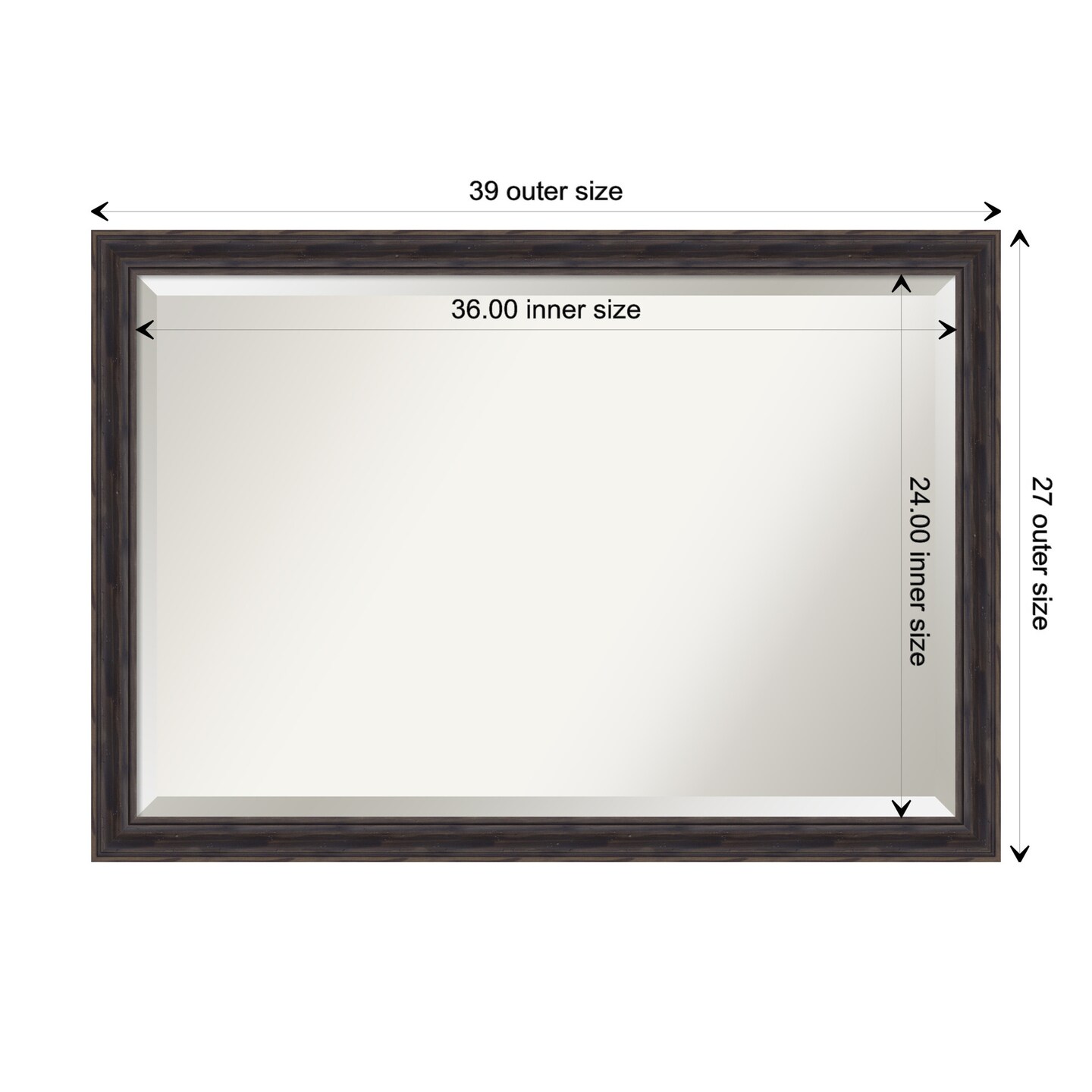 Beveled Wood Bathroom Wall Mirror, Rustic Pine Narrow Frame