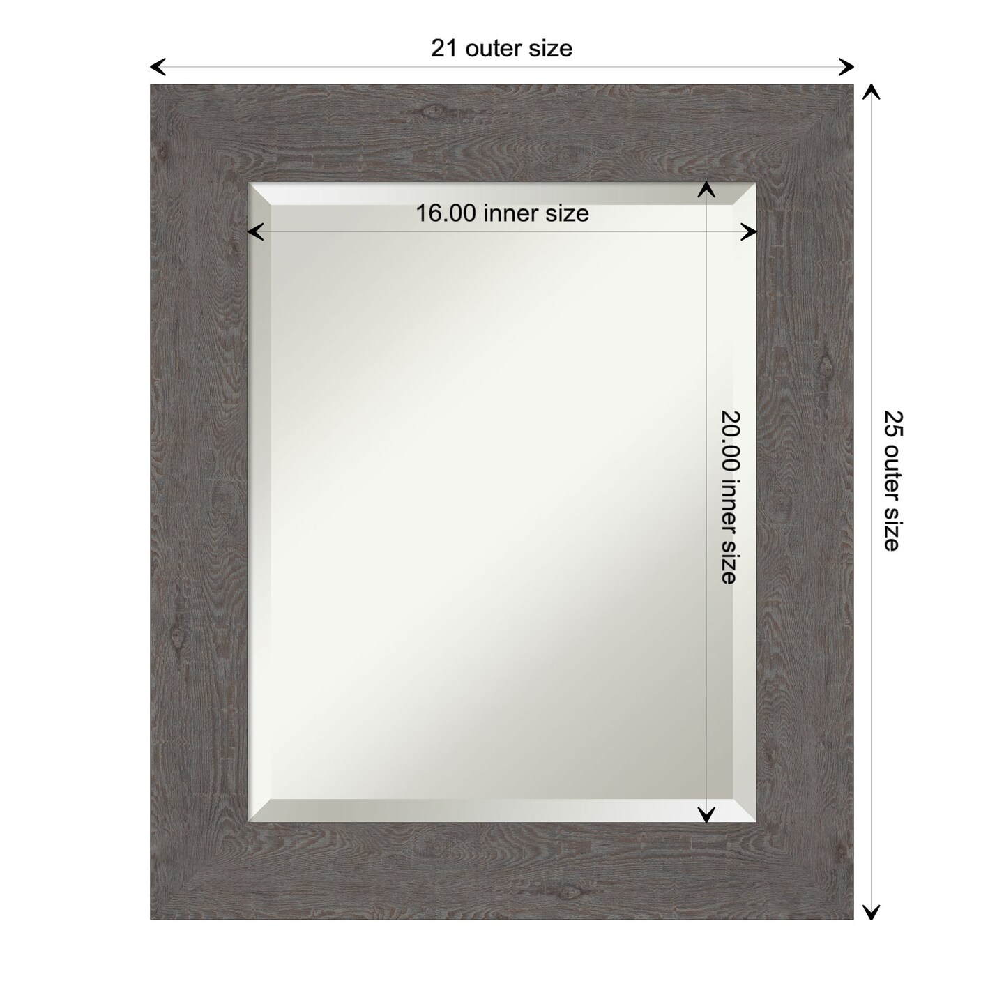 Beveled Bathroom Wall Mirror, Rustic Plank Frame