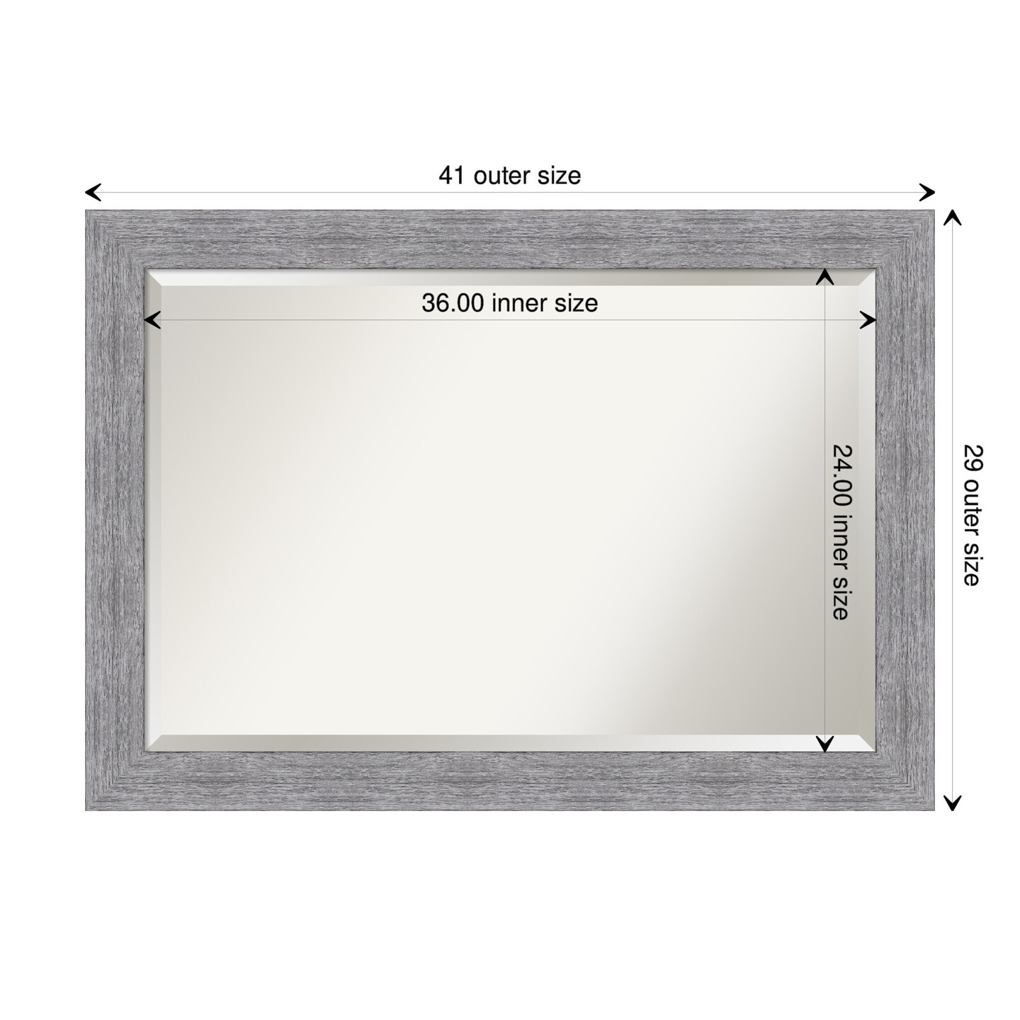 Beveled Bathroom Wall Mirror, Bark Rustic Frame