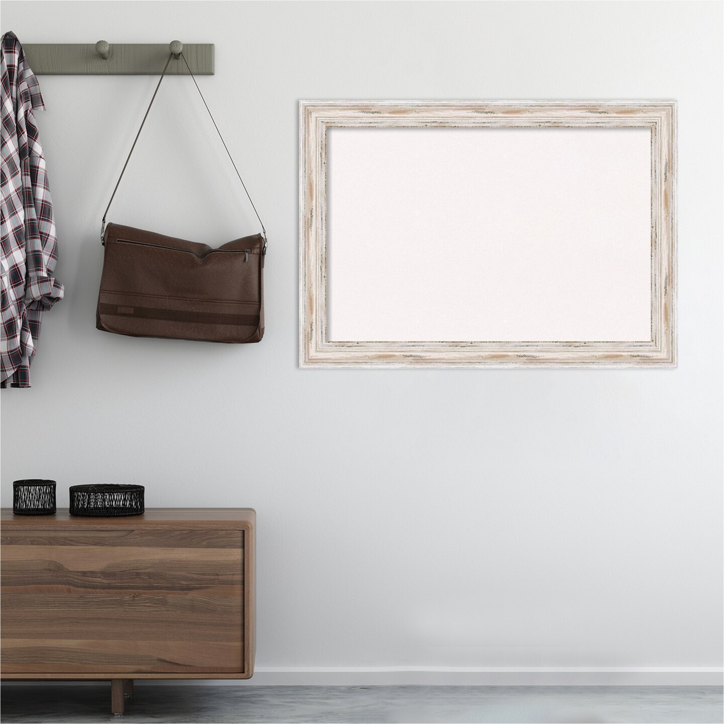 Cork Board, Alexandria White Wash Wood Frame - Bulletin Board, Organization Board, Pin Board