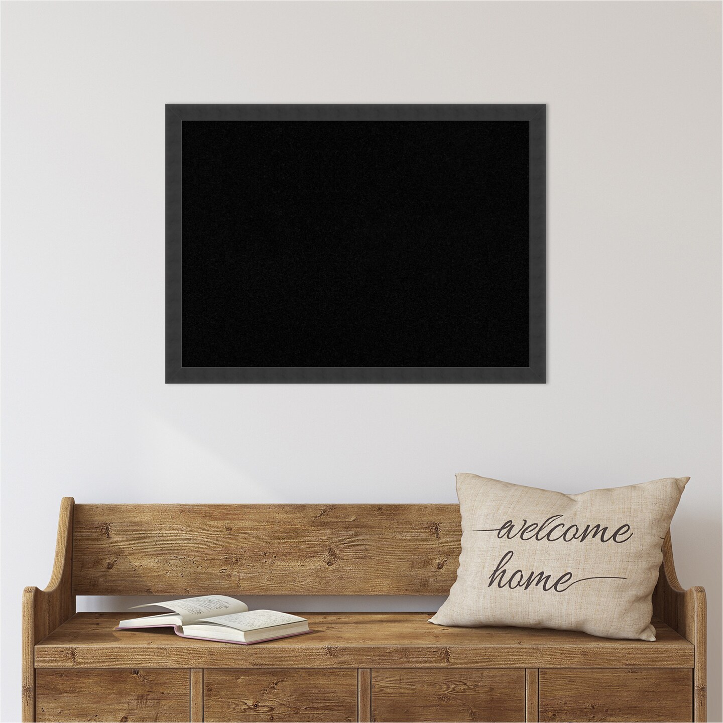 Cork Board, Mezzanotte Black Wood Frame - Bulletin Board, Organization Board, Pin Board