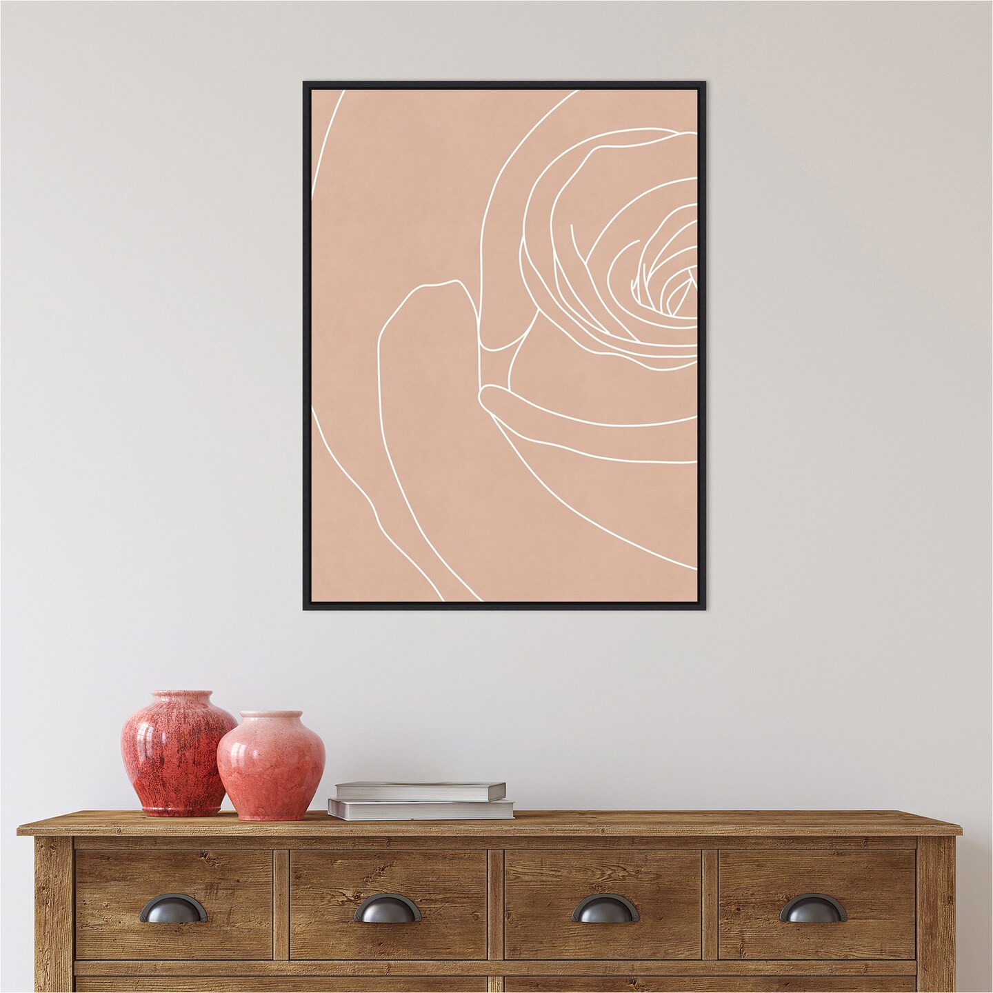 Blush Flowers III by Sarah Leonard Canvas Wall Art Print Framed