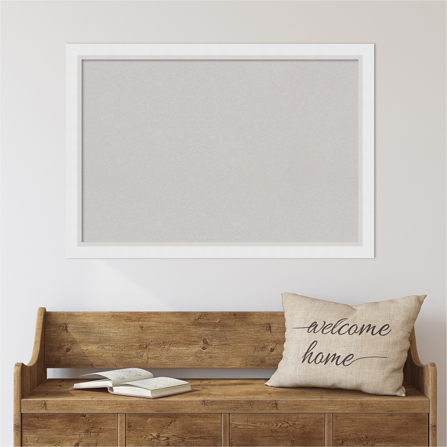 Cork Board, Blanco White Wood Frame - Bulletin Board, Organization Board, Pin Board