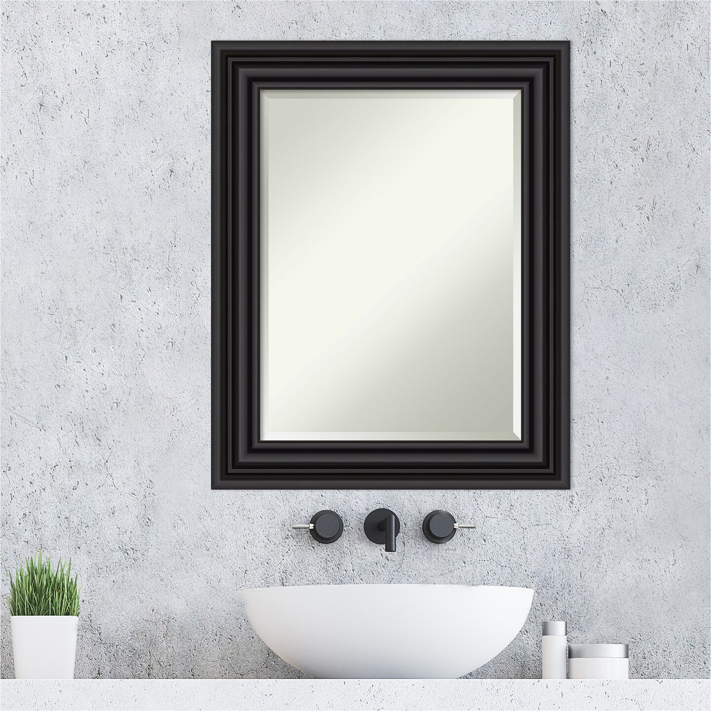 Beveled Bathroom Wall Mirror, Colonial Frame