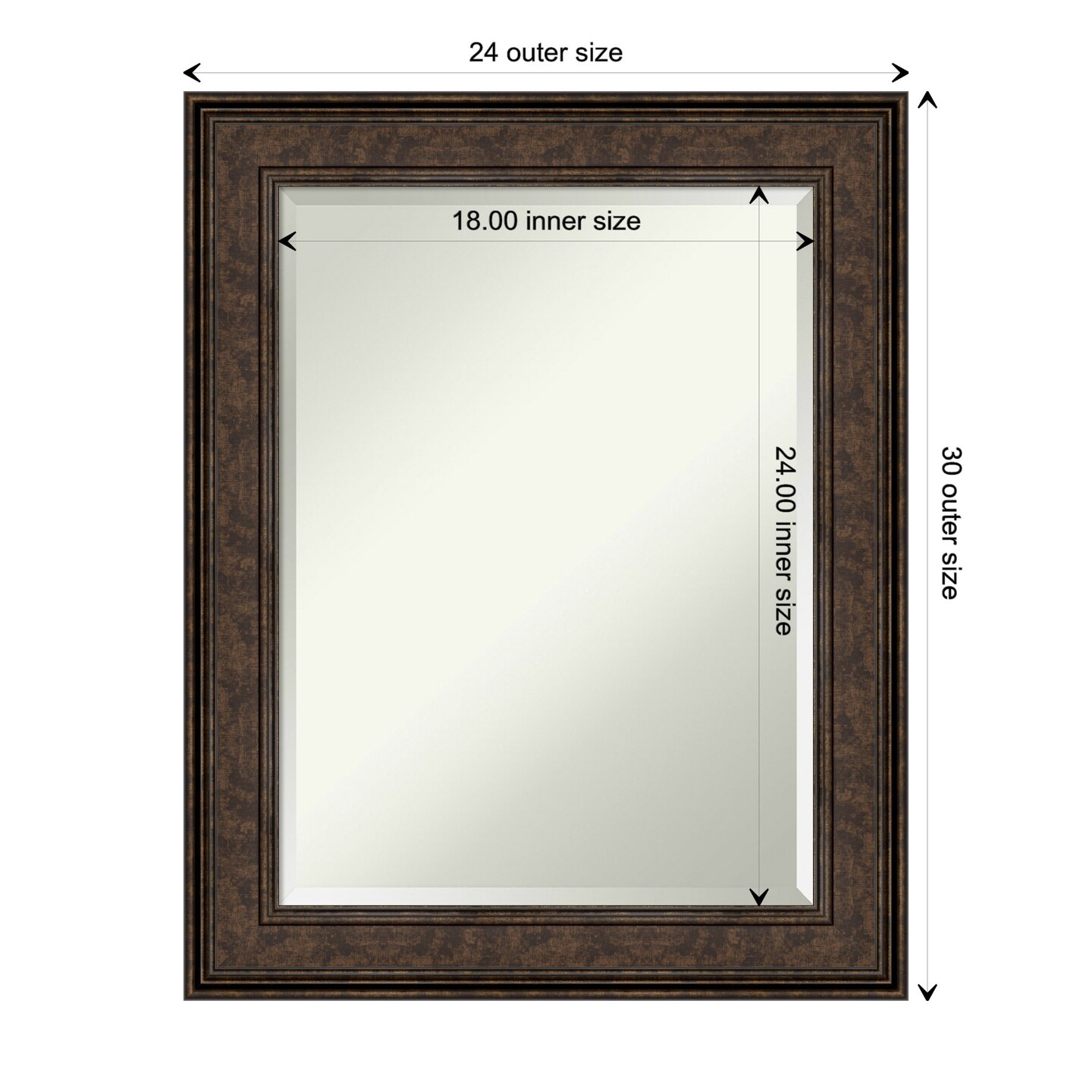 Beveled Bathroom Wall Mirror, Ridge Frame