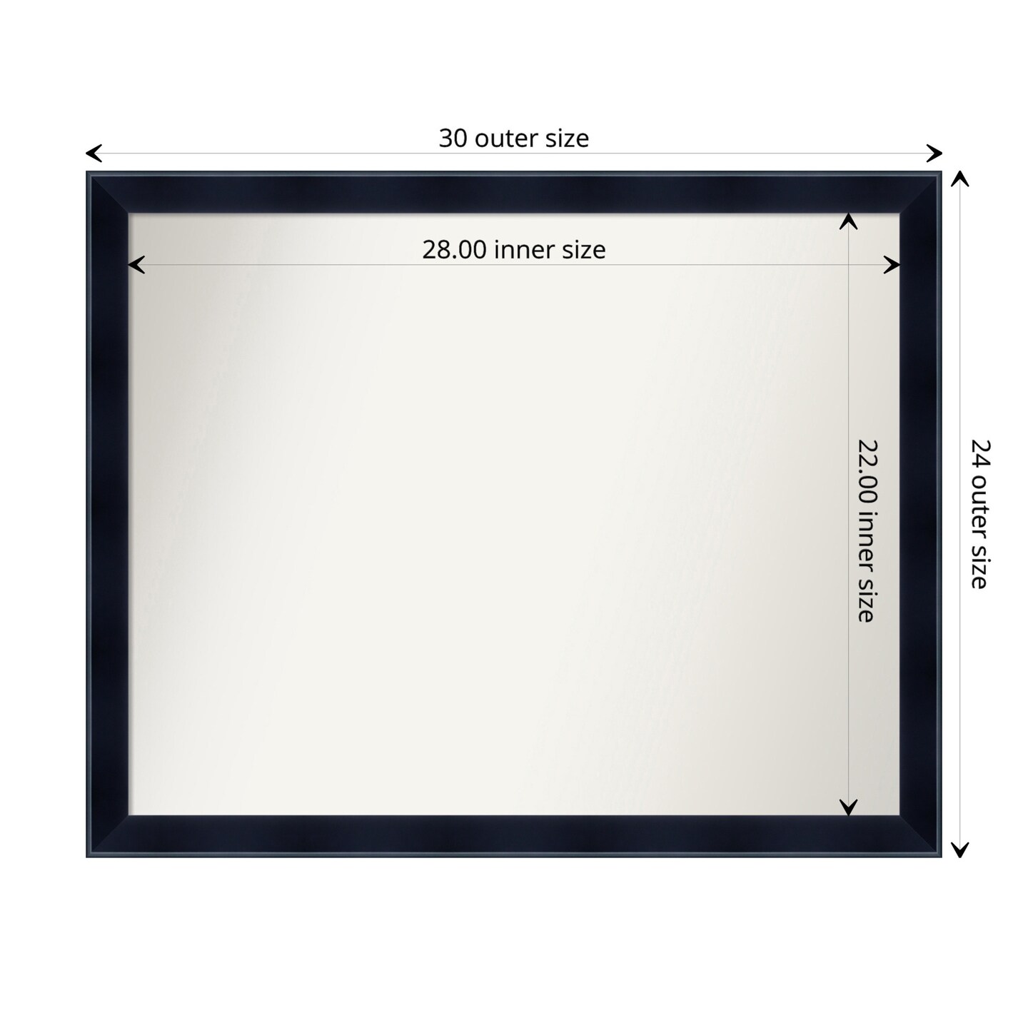 Amanti Art Non-Beveled Wood Wall Mirror, Madison Black Frame