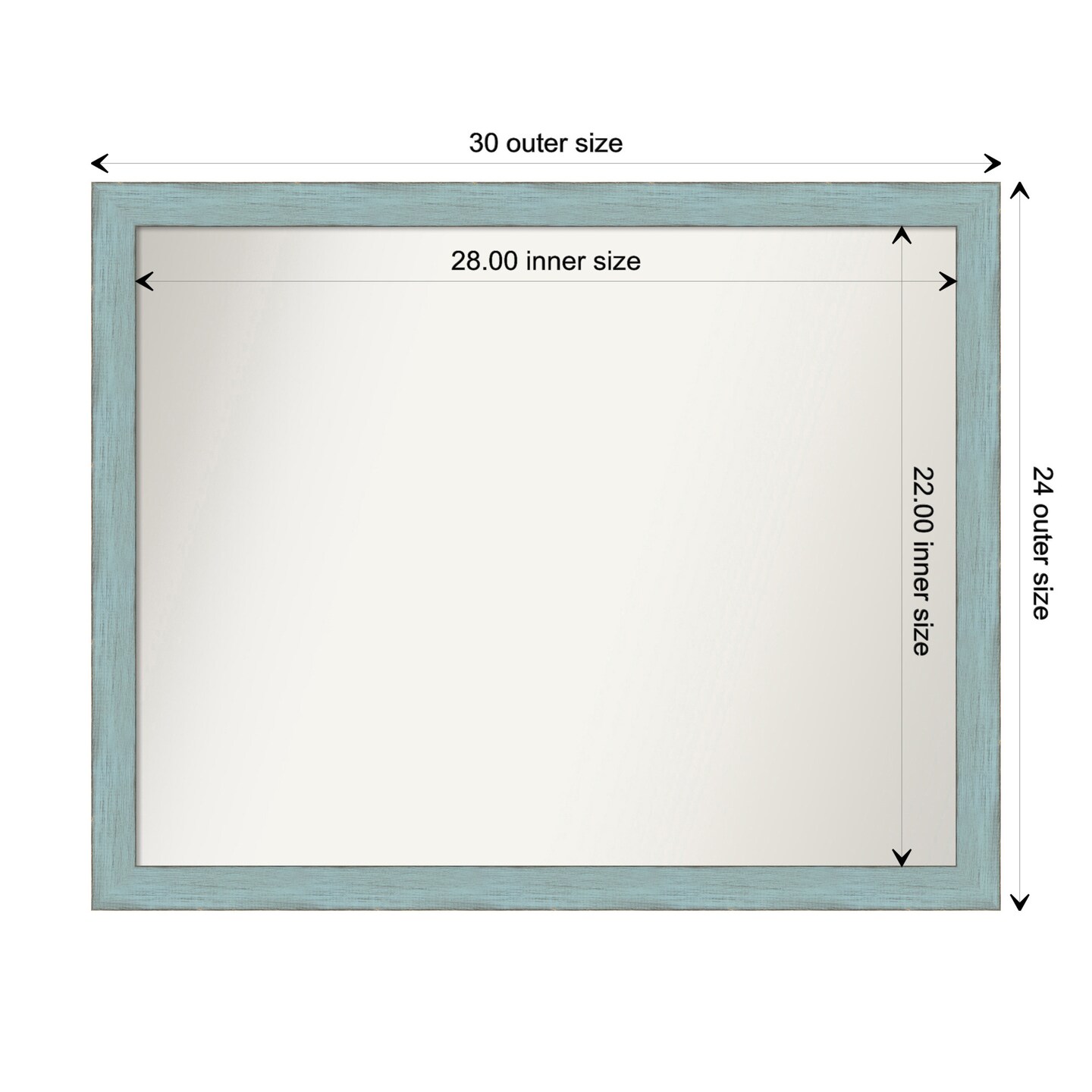 Amanti Art Non-Beveled Wood Wall Mirror, Sky Blue Rustic Frame