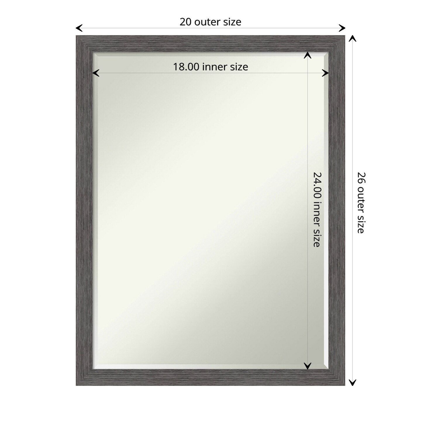 Petite Bevel Wall Mirror, Pinstripe Plank Grey Thin Frame