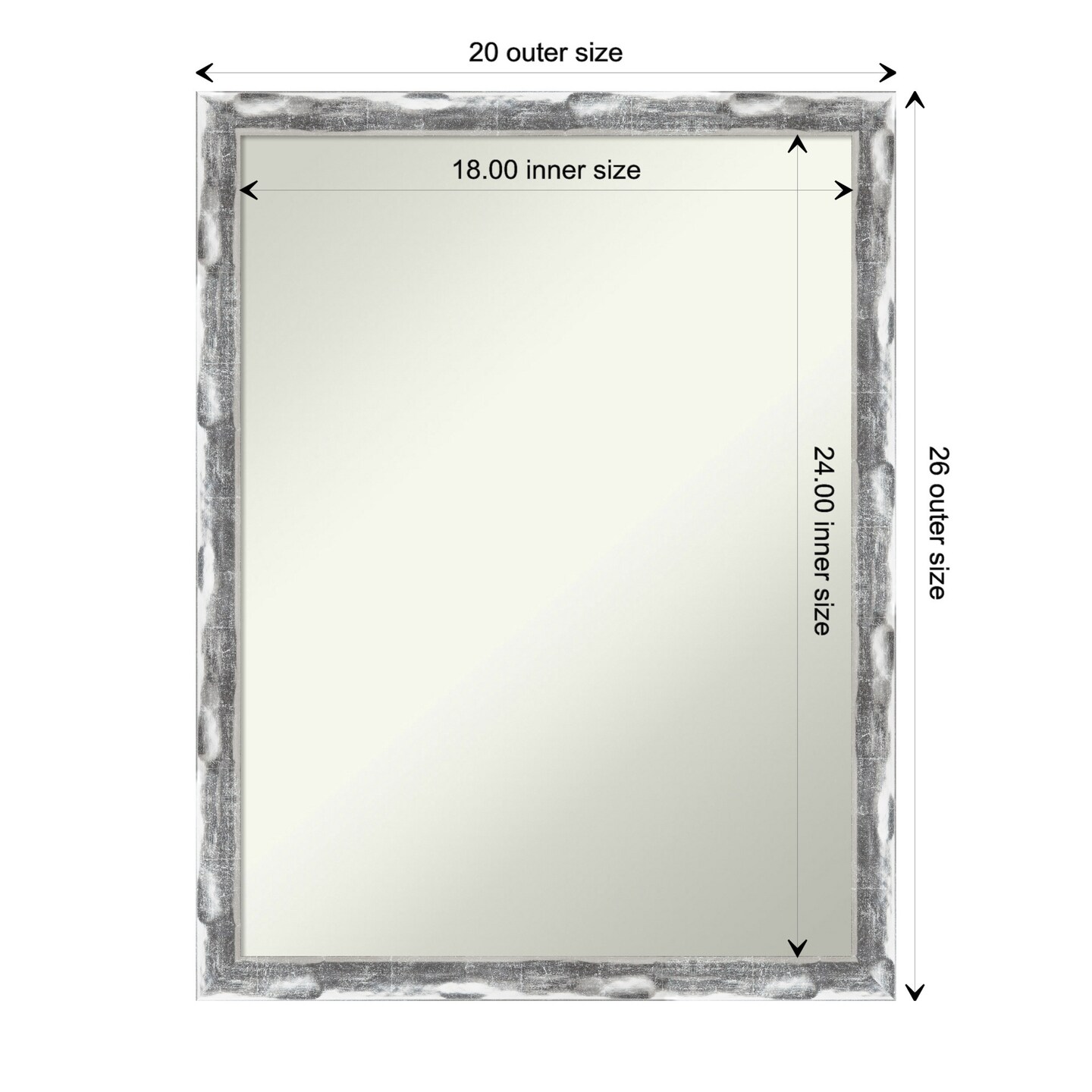 Amanti Art Non-Beveled Wall Mirror, Scratched Wave Chrome Frame