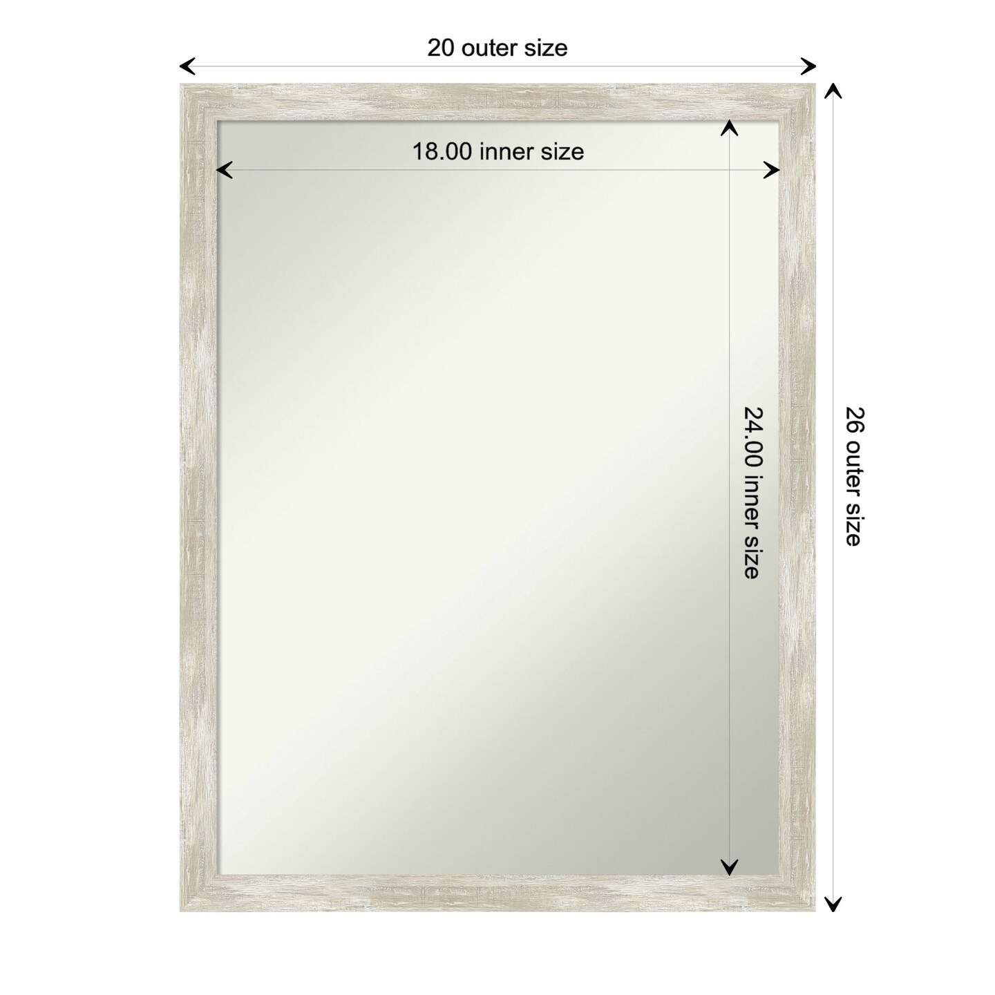 Amanti Art Non-Beveled Wall Mirror, Crackled Metallic Narrow Frame